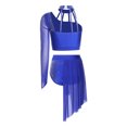 thumbnail image 4 of Runhomal Haut Court Deux Pièces pour Femme avec Strass Lyriques et Short Tenue de Danse Moderne Bleu Royal G, 4 of 7