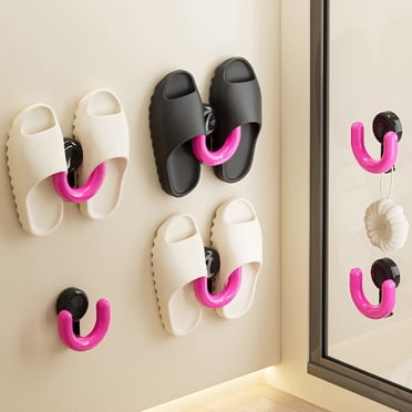 EGNMCR Bathroom Slipper Rack No Punching Suction Cup Type Toilet Wall Drainage Slipper Storage Hook Can Hang A Pair Of Slippers Suction cup hook