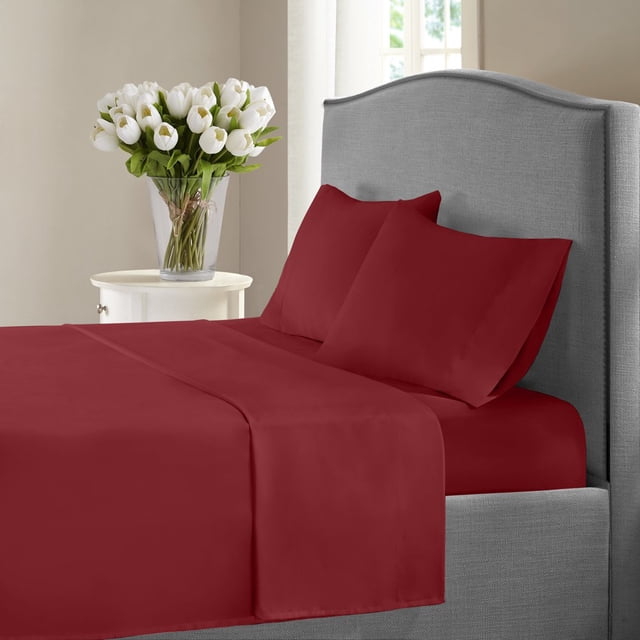 HLONK Fresh Linen 1200 Thread Count California King Size Deep Pocket Solid Cotton Sheet Set (California King