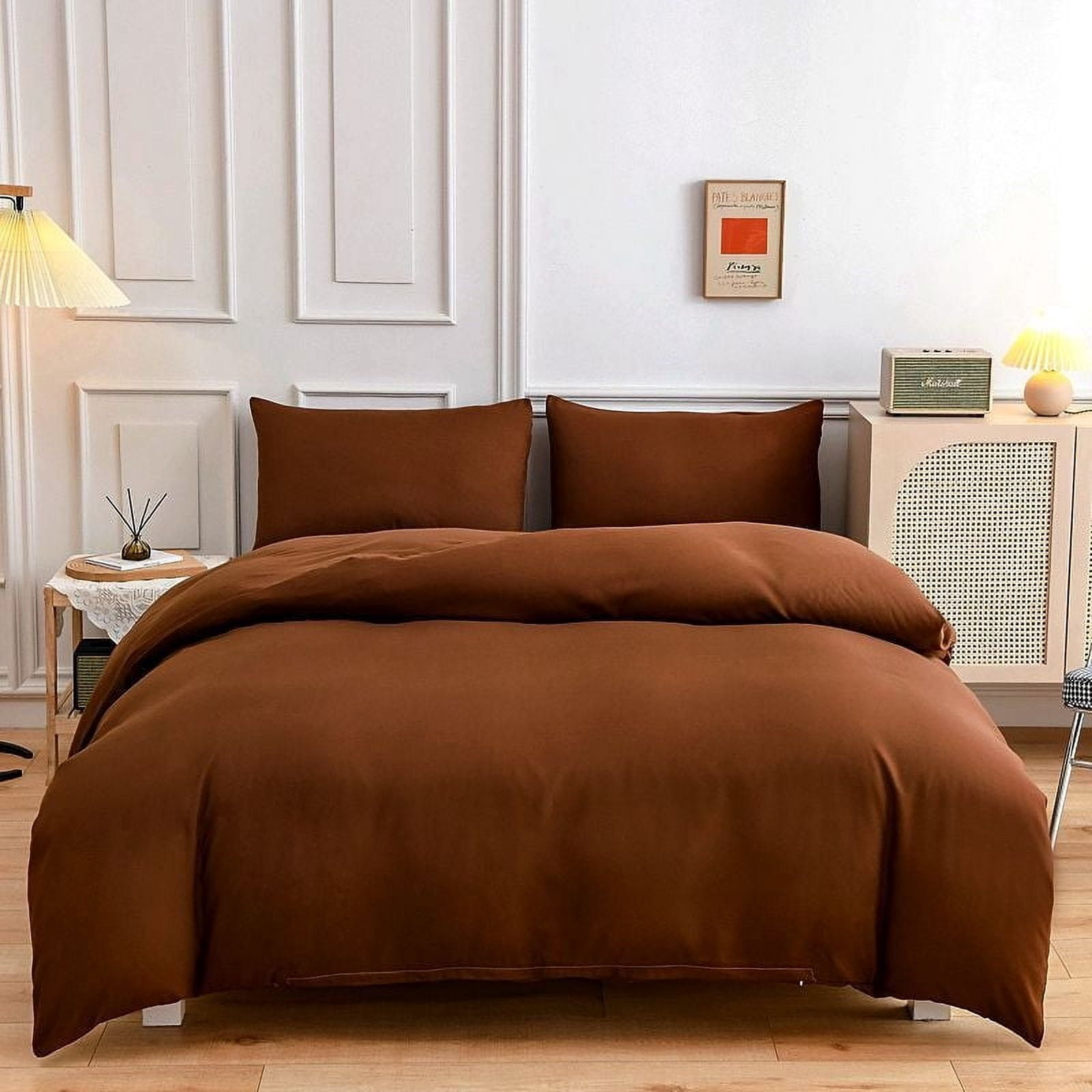 Soft Washed Cotton 4-Piece Bedding Set with Duvet Cover & Sheets - Breathable & Comfortable for Queen Size Bed