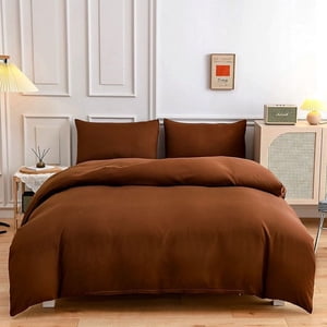 Soft Washed Cotton 4-Piece Bedding Set with Duvet Cover & Sheets - Breathable & Comfortable for Queen Size Bed