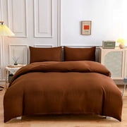 UsRHHA Full Washed Cotton Bedding Set 4 Piece, 1.8m Duvet Cover with Sheet Pillowcases, Solid Color Bed Sheet Set
