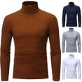 thumbnail image 4 of Men Fashion Solid Color Long Sleeve Turtle Neck Slim Fit T-Shirt Bottoming Top, 4 of 7