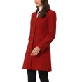 thumbnail image 4 of INSPIRE CHIC Manteau Long Élégant d'Hiver pour Femme à Col en V, Manches Longues, à Simple Boutonnage, TP Rouge Foncé, 4 of 6