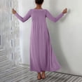 thumbnail image 4 of Fznquz Robes Unies pour Femmes 2026 Décontractées Ligne A Manches Longues Violet Grande Taille Robe d'Été Ample Maxi avec Poches Robe pour Femmes, 4 of 8