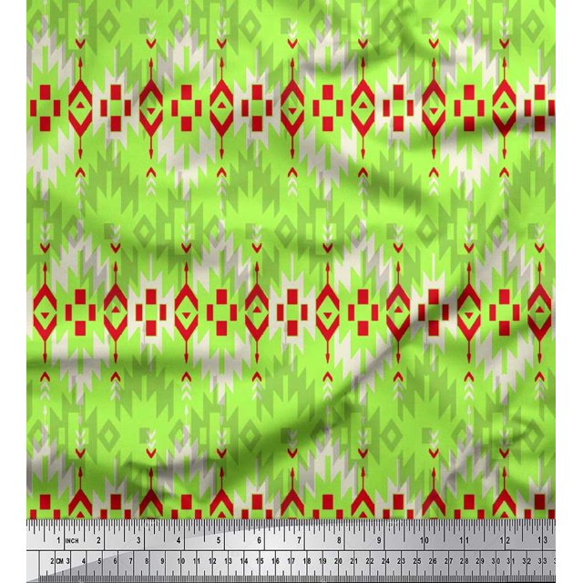Soimoi Cotton Duck Fabric Aztec Geometric Printed Craft Fabric by The Yard 56 Inch Wide