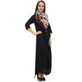 thumbnail image 4 of Bimba Robe Longue Noire à Col Bénitier pour Femme de Designer avec Foulard à Franges Imprimé - 24, 4 of 5