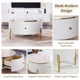 thumbnail image 3 of Table Basse Ronde Moderne de 31,5 Pouces avec 2 Grands Tiroirs, Table d'Appoint de Rangement pour Salon, Blanc, 3 of 7