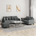 thumbnail image 1 of vidaXL 3 Piece Sofa Set with Cushions Dark Grey Fabric, 1 of 5