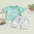 thumbnail image 2 of Ensemble Pantalon Garçon Manches Courtes Col Lettres Hauts + Short Décontracté de Rue à Cordon Gris 2-3 Ans, 2 of 8