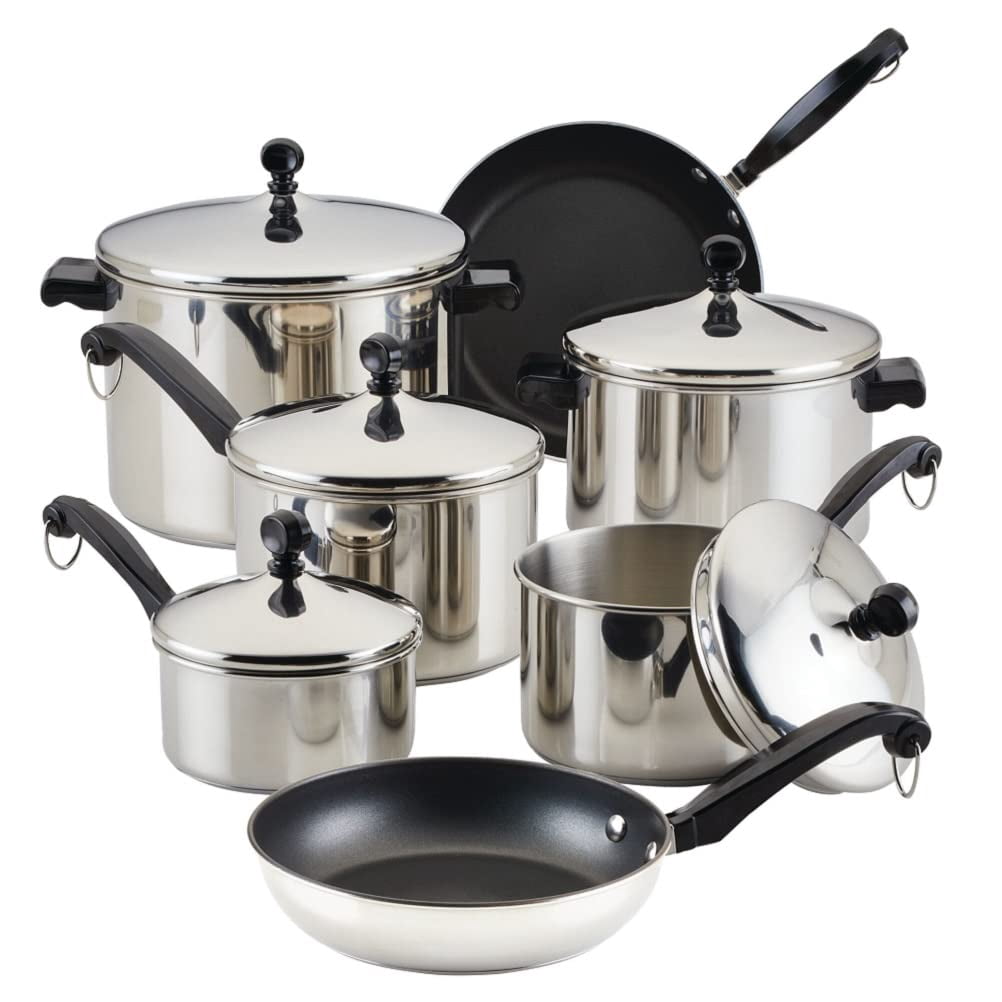 Farberware Classic Stainless Steel Cookware Pots and Pans Set 15-Piece 50049 Silver
