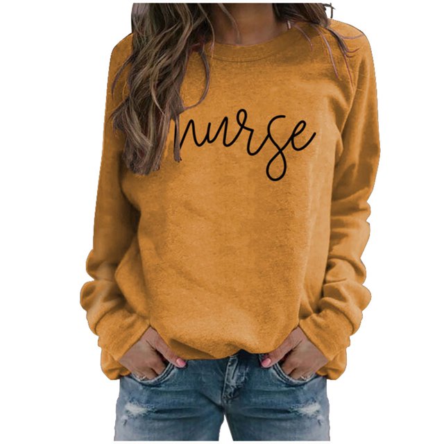 Aguichant Chandails de Noël pour Femmes Infirmière de Noël Imprimé Manches Longues Col Rond Chandail Long Chandails de Noël pour Femmes Aguichant Chandail de Noël T-Shirts de Noël pour Femmes