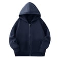 thumbnail image 2 of Milgrthf Unisexe Garçons Filles Chandails d'Automne Sport Décontracté Manches Longues Fermeture Éclair Complète Mignon Col Ras du Cou Basique Couleur Unie Chandails à Capuchon Chandail avec Poche Marine 4-5 Ans, 2 of 5
