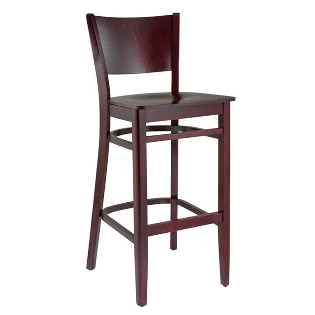 Tabouret de Bar Hendrix en Acajou Foncé avec Assise en Bois