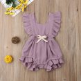 thumbnail image 4 of Fortune 0-24m Baby Girl Summer Ruffles Romper Fly Sleeve Bow Cotton Jumpsuits, 4 of 5