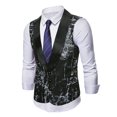 thumbnail image 1 of Styesk Vestes pour Hommes Veste Formelle Imprimée Performance de Scène Sans Manches avec Boutons et Poches, 1 of 6
