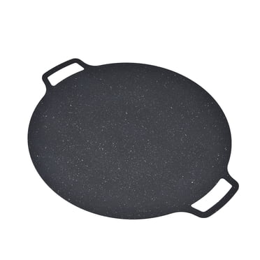 Poêle-gril Coréenne Antiadhésive en Fer, Résistante à la Chaleur, Plateau de Grillade Rond pour Divers Aliments, Camping Intérieur Extérieur, Fêtes Barbecue, Gril BBQ