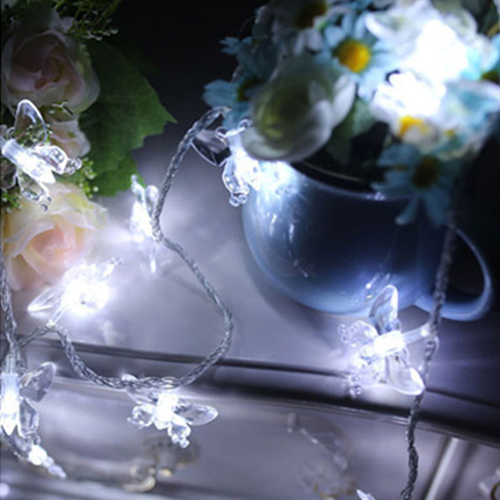 Fufafayo Butterfly LED Light String 4.8M 20 Lights, Solar Powered Outdoor Fairy Lights for Garden Patio, Waterproof Wedding Party Decoration, Christmas Tree Decor, Festive Backyard Landscape Lighting