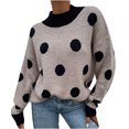 thumbnail image 2 of Chandail à Pois en Tricot à Col Rond pour Femme, Mode, Chandail Tricoté, Haut, Blouse, 2 of 5