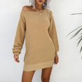thumbnail image 4 of Robe Chandail PMUYBHF d'Automne à Hiver pour Femmes Robe Chandail pour Femmes Épaules Dénudées Tricot Longs Chandails Robes Chandail pour Femmes 2024 Robe Tendance pour Femmes, 4 of 5