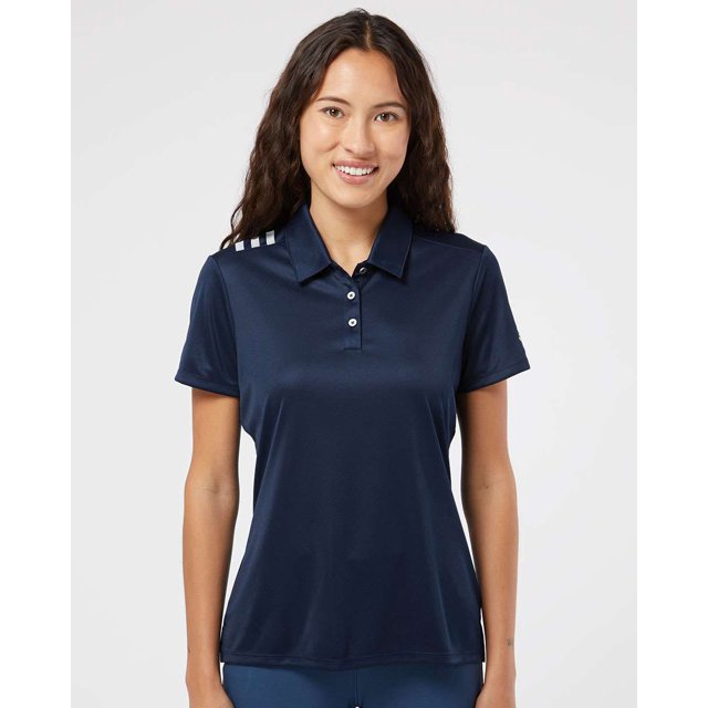 Women`s 3-Stripes Shoulder Polo, S, Collegiate NavyWhite