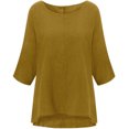 thumbnail image 3 of Aqestyerly Women's T-Shirt Blouse Three Quarter Sleeve Solid Color Casual Loose Fit Comfortable Fashion Lightweight Everyday Top HWRETIE, 3 of 3