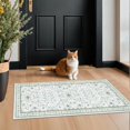 thumbnail image 3 of Cream Green Oushak 2x4 Entryway Rug - Modern Vintage Boho Eclectic Floral Pastel, Washable Low Pile Non-Slip Small Throw Area Rugs for Door Mat Indoor Entrance, Kitchen, Bathroom, Bedroom, Laundry, 3 of 8