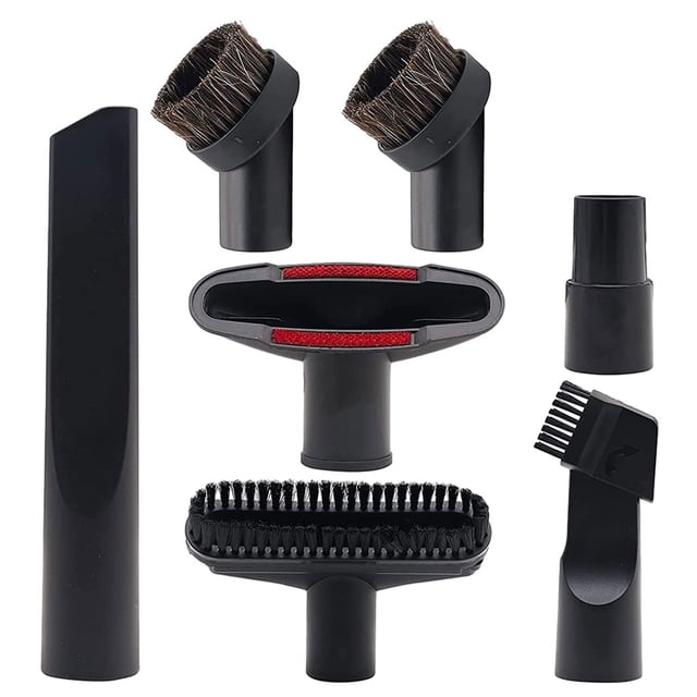 Youkk Vacuum Brush Nozzle Replacement Cleaning Machine Head 32mm Inner Diameter Dusting Device Upgrade Modification Accessories 7 Pieces/Set. Features a set of black ABS vacuum brush heads, including crevice tools, dusting brushes, and upholstery nozzles, compatible with Midea and other vacuum machines. Ideal for cleaning tight spaces and delicate surfaces, with durable construction and a 32mm inner diameter for easy connection.