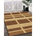 thumbnail image 3 of Ahgly Tapis Rond Lavable en Machine Intérieur Transitionnel Brun Selle, 6 Pieds Rond, 3 of 7