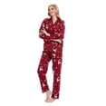 thumbnail image 3 of GLOBAL Women's Flannel Pajama Set - 100% Cotton, Button Down Top & Drawstring Pants | Warm Winter Sleepwear for Canada, 3 of 6