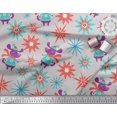 thumbnail image 3 of Soimoi Gray Poly Georgette Fabric Snowflake & Pig Kids Print Fabric by the Yard 42 Inch Wide, 3 of 3