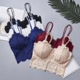thumbnail image 1 of Spaghetti Straps Beauty Back Lady Bra Wire Free Flower Pattern Lace Push Up Stretchy Bra for Jogging Royal Blue L, 1 of 13