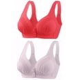 thumbnail image 2 of Timegard 2pc Wireless Bras for Women Front Closure Button Bralette Ruched Comfort Everyday Bras with Support, 2 of 3