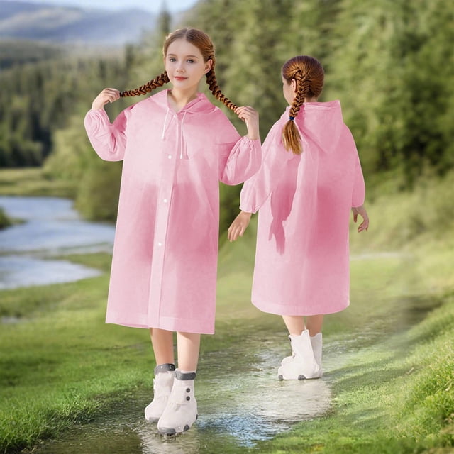 Cowsor Ponchos de Pluie Imperméables pour Garçons Filles Poncho de Pluie Réutilisable avec Capuchon et Manches Manteaux de Pluie Imperméables d'Extérieur Veste