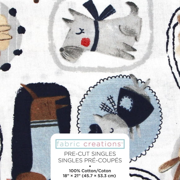 FABRIC CREATIONS White with Dogs in Frames Cotton Fat Quarter 45 × 53 cm (18 × 21 in), 18x21