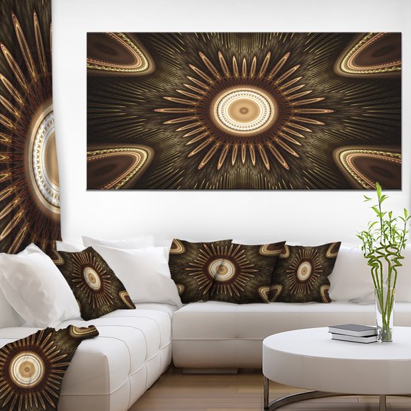 Fleur Fractale Arrondie Blanche et Brune - Impression d'Art Floral sur Toile
