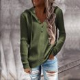 thumbnail image 2 of CEHVOM Chandail à Capuche Décontracté Rayé pour Femmes Col Ouvert Manches Longues Chandail Manches Longues Col Rabattu Haut/chemise Manches Longues à Capuche Liquidation, 2 of 8