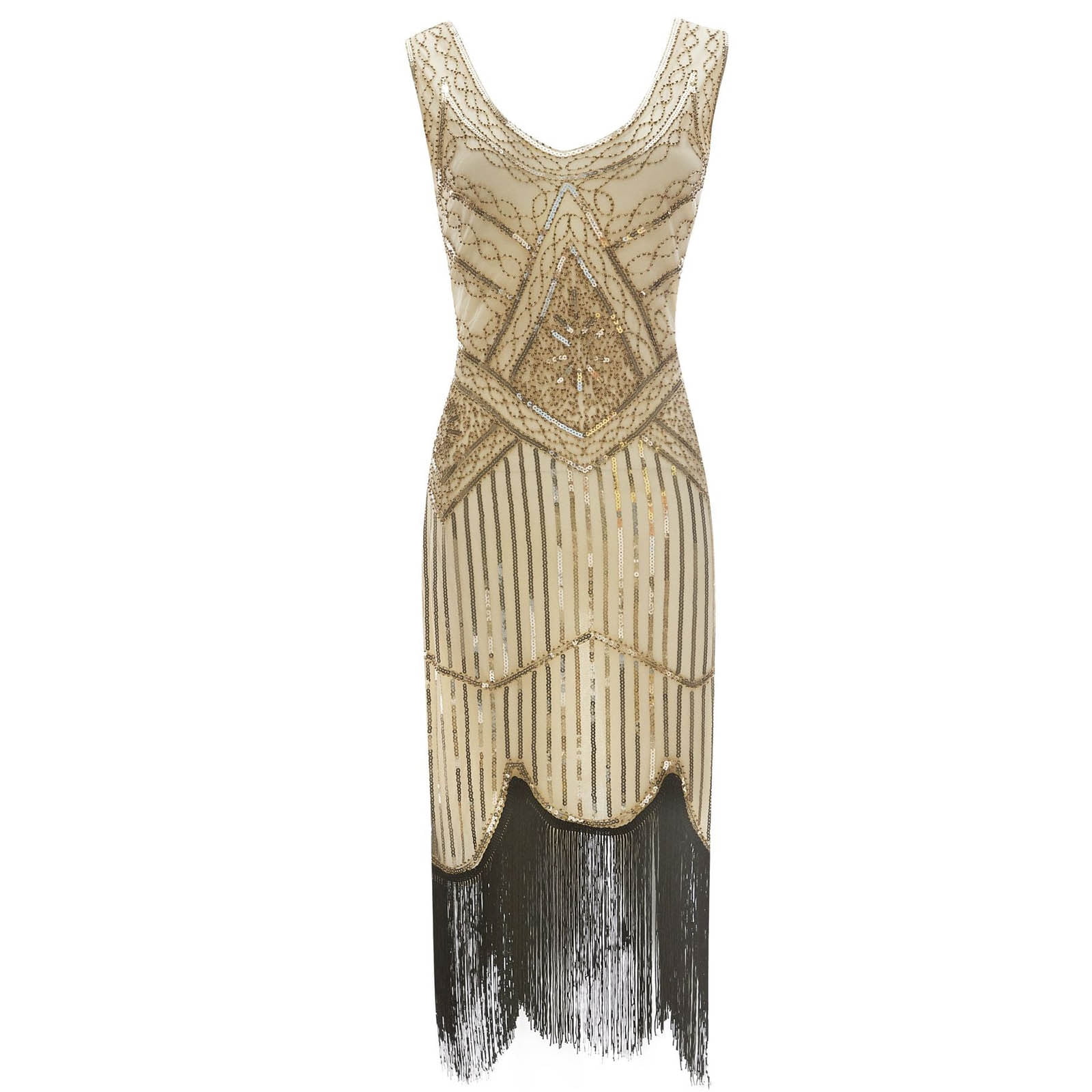 Plus Size Vintage 1920s Flapper Tassel Great Evening Party Cocktail Dress