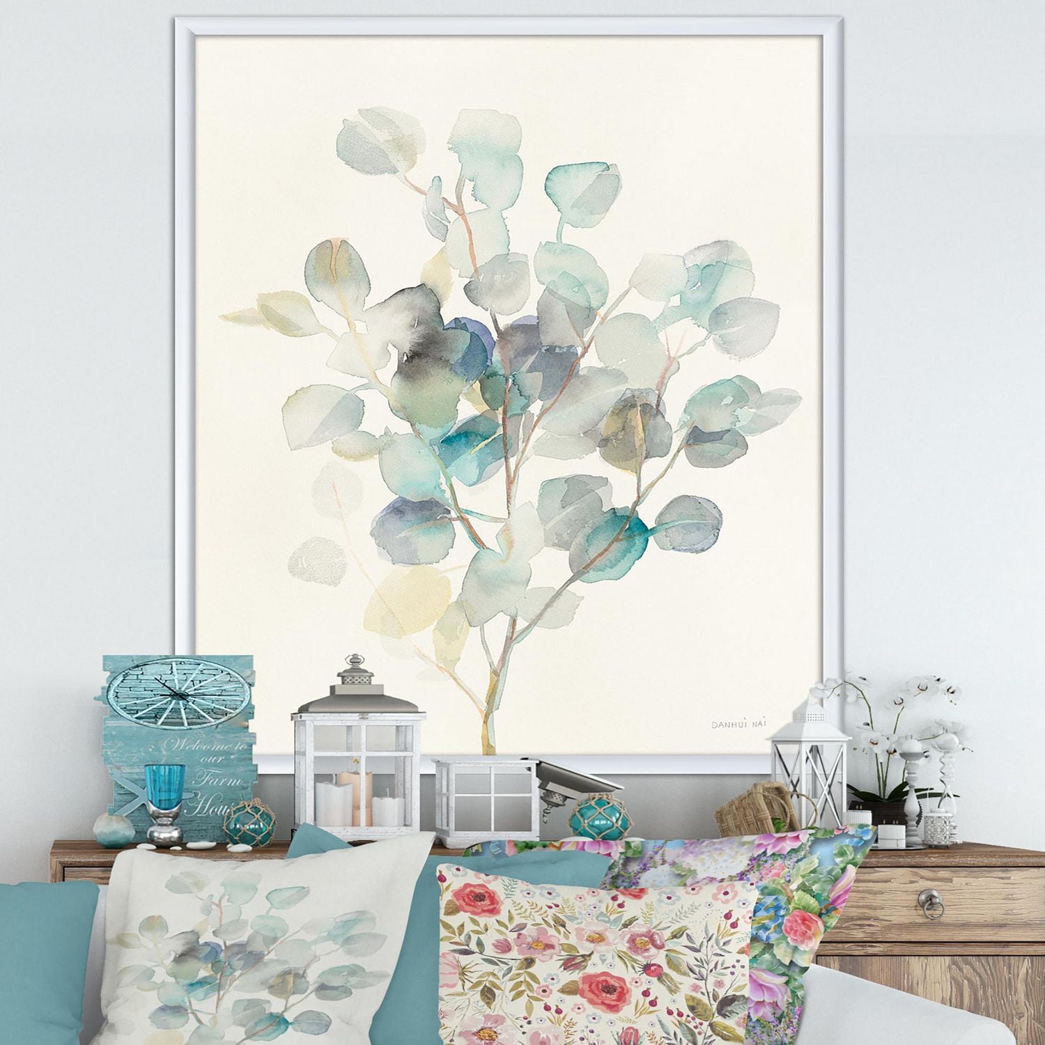 Designart Feuilles d'eucalyptus I Art mural encadré