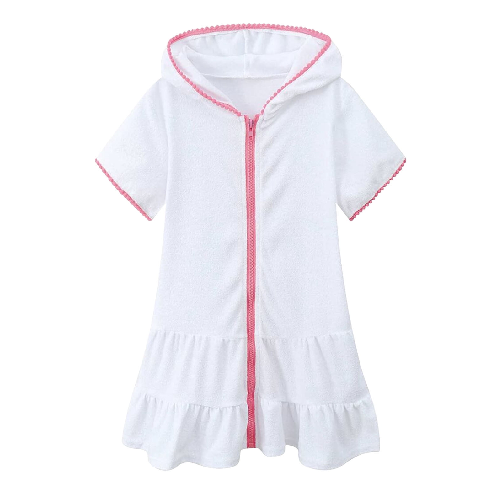 Girls Swim Cover Up Kids Swimsuit Coverup Zip-Up Beach Bathing Suit Robe