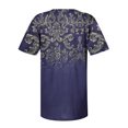 thumbnail image 4 of CEHVOM Femmes Mode Décontractée Imprimé Col Rond Ample Manches Courtes T-shirt Haut Blouse Chandail Liquidation, 4 of 5