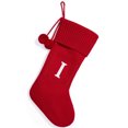 thumbnail image 1 of Christmas Knitted Stocking With Personalised Alphabet Letter Initial Decorations For Red I, 1 of 9