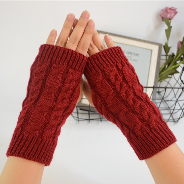 Harpily Women's Winter Knitted Stretch Keep Warm Riding Gloves with Mobile Phone
