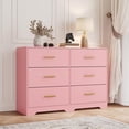 thumbnail image 1 of Yiwa Modern 6-Drawer Dresser, Deep Storage, Anti-Tip, Gold Metal Handles, 1 of 7