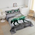 thumbnail image 4 of Wolf Hunting King Size Comforter Set, Wooden Plank Wolves Rustic Soft Bed Set For Sofa, Safari Animals Wildlife Breathable Down Comforter For Kids Teens, Green Trees Mountains Duvet Insert, 4 of 7