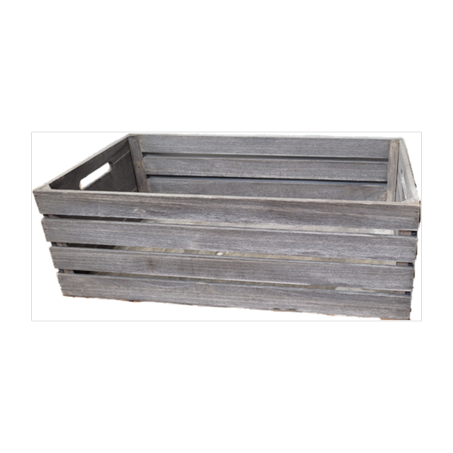 Ensemble de 2 Caisses en Bois Gris à Lattes