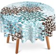 thumbnail image 1 of Blue Gray Dahlia Round Table Cloth 60 Inch,Geometric Flowers Tablecloth Waterproof Stain Wrinkle Resistant Washable Circle Table Cover for Home Kitchen Dining Room Party Outdoor Picnic, 1 of 6