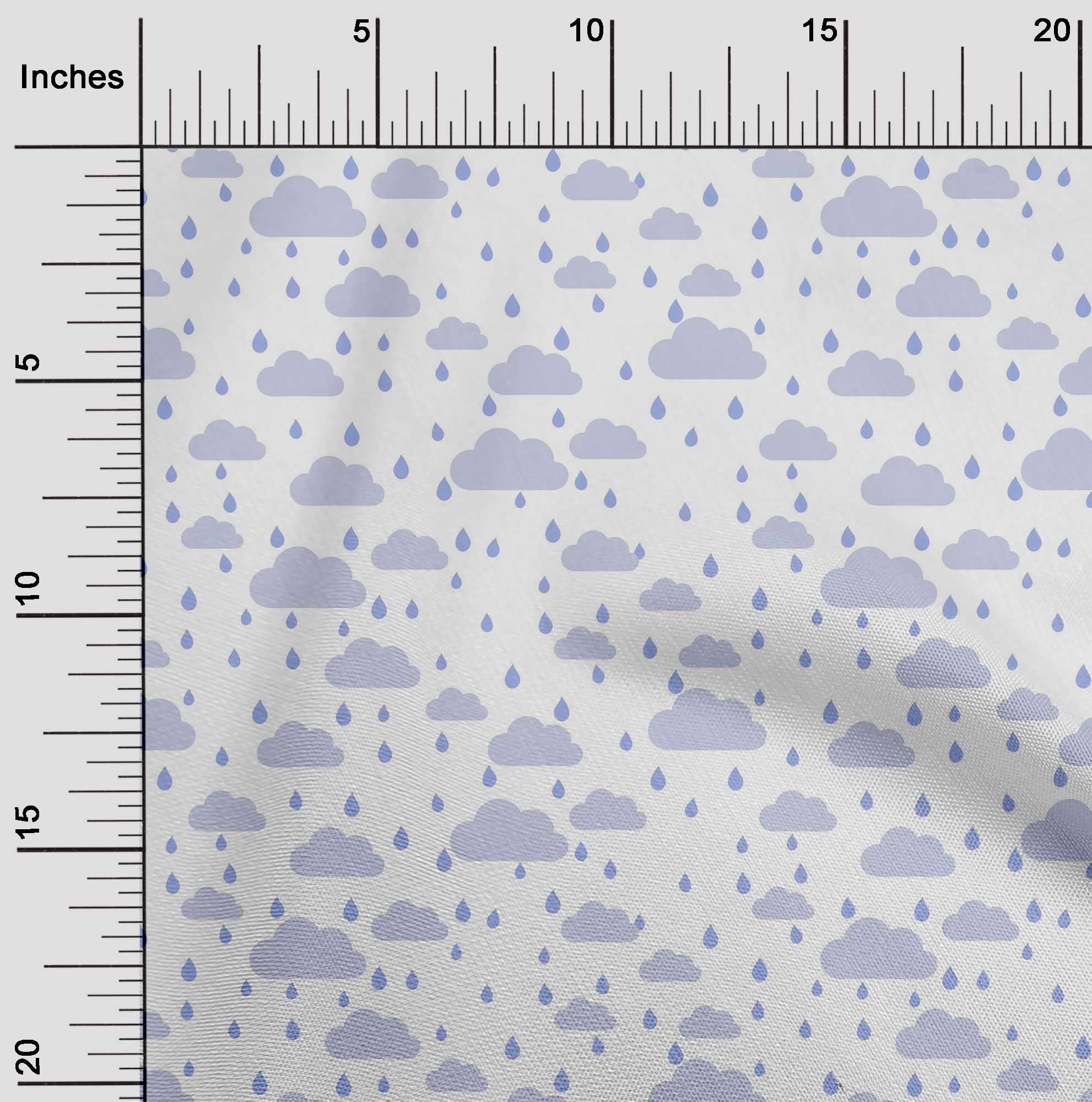 oneOone Viscose Chiffon Fabric Raindrop & Clouds Nature Fabric Prints by Yard 42 Inch Wide