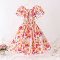 thumbnail image 2 of Hpapadks Robe pour Enfants Extensible Manches Courtes Florale Vacances en Bord de Mer Robe Princesse Robes pour Filles Rouge 16-17 Ans, 2 of 3