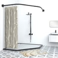 thumbnail image 1 of Misounda Corner Curved Shower Curtain Rod Rustproof Expandable Metal Adjustable Shower Rod 35.4"-39.3"inch Telescoping Design Exquisite Customizable for Bathroom,Need To Drill - Black, 1 of 7